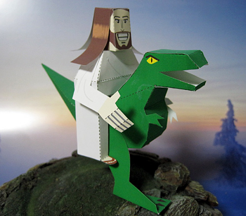 恐竜に乗ったキリスト